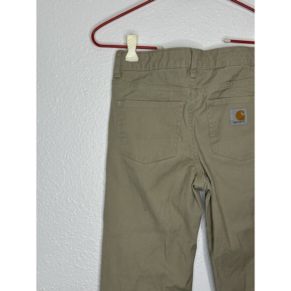 Carhartt Pants Boys Size 12 Tan Canvas Workwear Khaki Adjustable Distressed - Picture 9 of 16